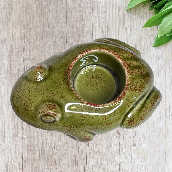 Vintage PartyLite Two Frogs Candle Holder Votive Ceramic Garden Decor Figurine - Picture 5 of 8